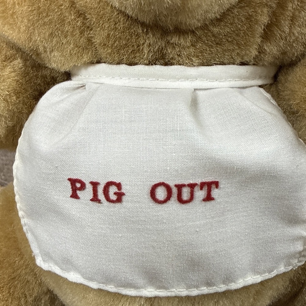 Rare Vintage 9" 1990s MARY MEYER PLUSH Chef Pig With "Pig Out" Apron W/ Chef Hat - Picture 6 of 6